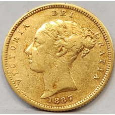 AUSTRALIA 1887 . HALF 1/2 SOVEREIGN . MELBOURNE . GOLD